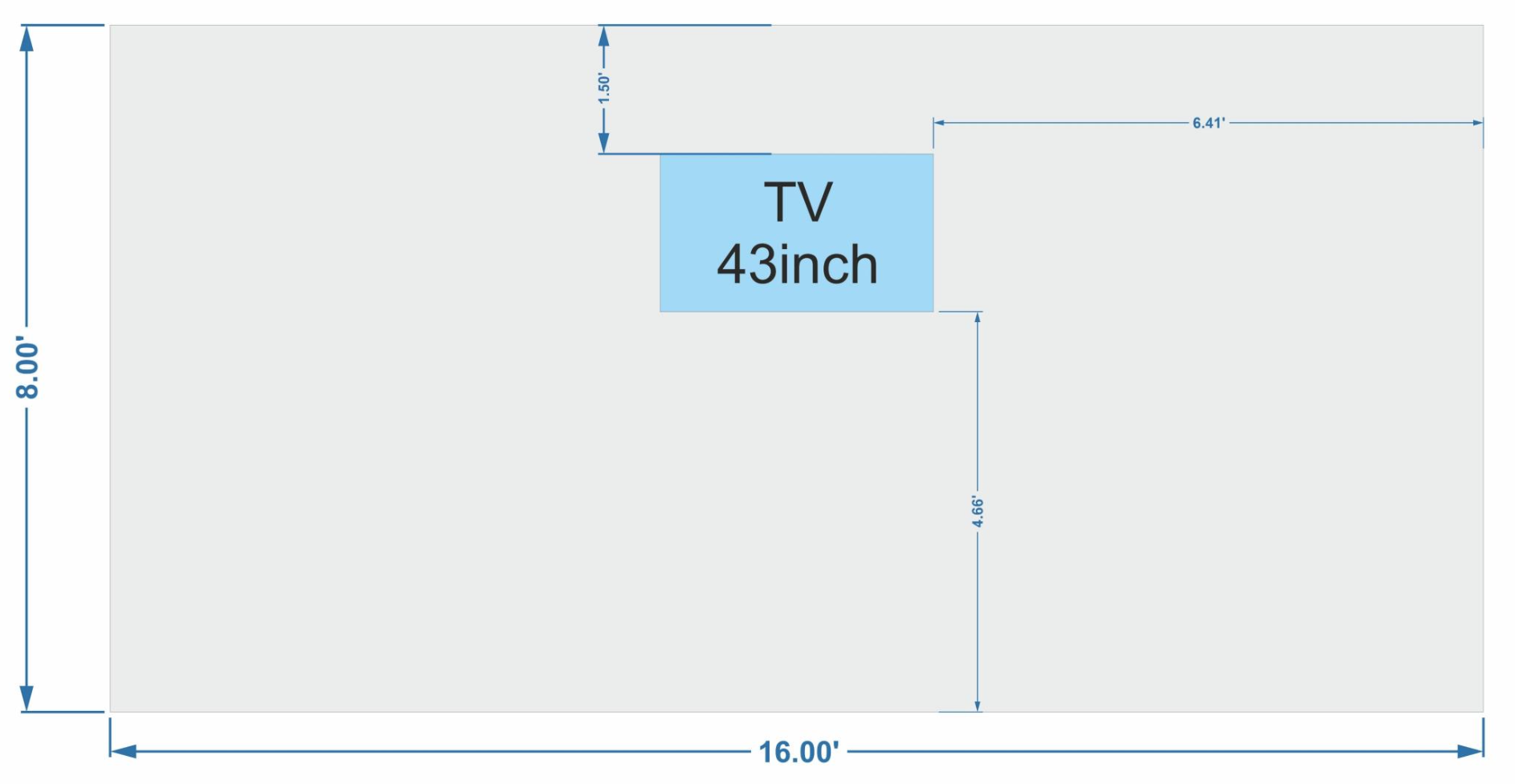 Dimension of TV on wall